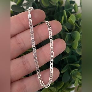 Marsala Sterling Silver light chain Link Chain Bracelet 7” 925 Italy M hallmark